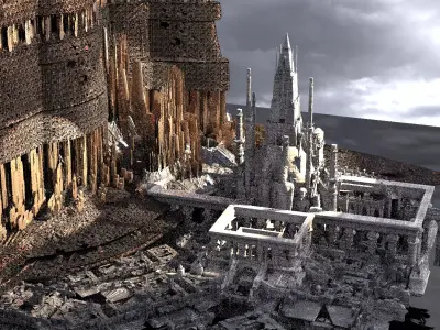 Alien High council Chambers and streets 3D model
