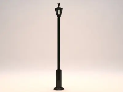 Elegant Antic Street Light Low Poly Low-poly 3D model