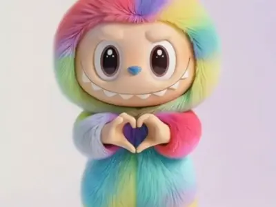 Labubu Heart Hands Pose 3D print model