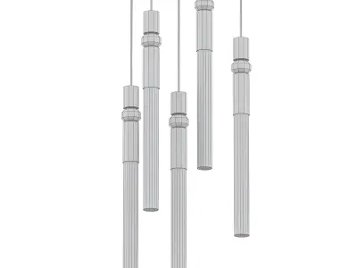 SPREE four pendant lights with gold and tubes 3D model