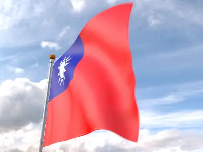 Flag Taiwan animated loop 3D model