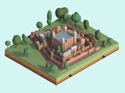 Cartoon Low Poly Tower Of London Low-poly 3D model