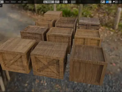 Props Wooden Crate - Kit 005 Low-poly 3D model