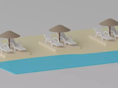 Cartoon Beach 3D model