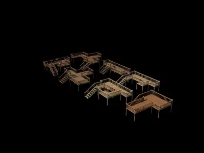 Multi wooden Deck 3D model