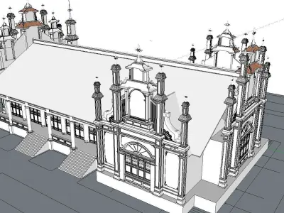 Architecture-Religion-God-Culture-Temple-0270 church with tower 3D model