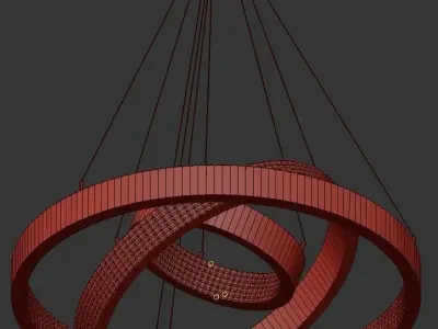 ORACLE 3 pendant light with two circular rings hanging from c... 3D model