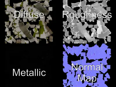 Ancient Stone Well with Moss model pack Low-poly 3D model