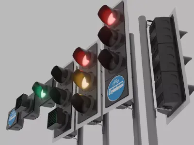 Siemens Helios UK traffic light Low-poly 3D model