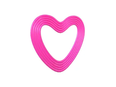 Line Heart Icon v1 001 Low-poly 3D model