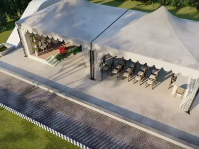 PVC coated party Tent with outdoor and landscape design 3D model