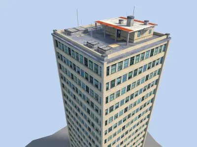 Skyscraper tall building on sky Low-poly 3D model
