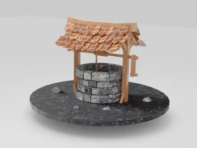 Well Water Stone Well  Medieval Well  Vintage Well  3D Model Low-poly 3D model
