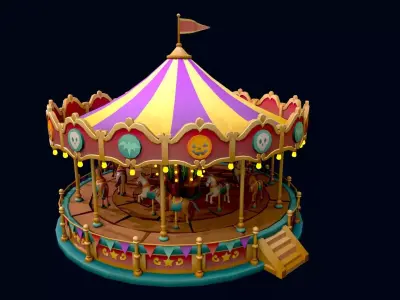 Stylized  Carousel  Low-poly 3D model