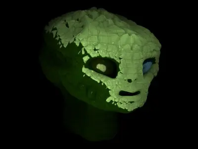 Alien Head Low - High Poly LOD Pack OBJ and FBX Low-poly 3D model