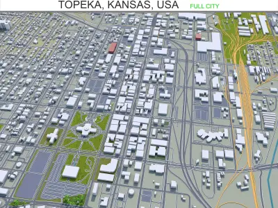 Topeka Kansas USA 30km Low-poly 3D model