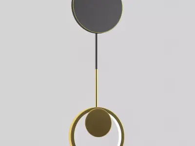 risor-blockY gold and pendant light with circle in middle 3D model