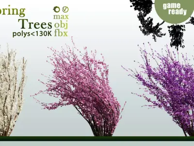 30 Spring Trees VOL 02 Low-poly 3D model