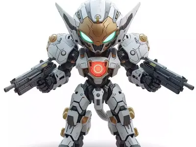 Aesthetic Sci Fi Chibi Characters Collection 3D Model Pack