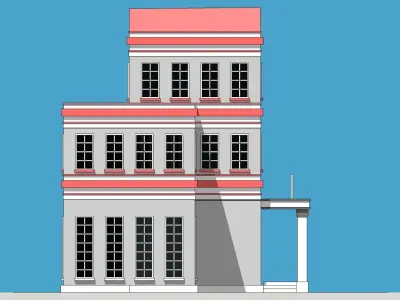 School building Low-poly 3D model