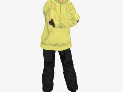 SciFi 3d anime kawaii boy character c14 Low-poly 3D model