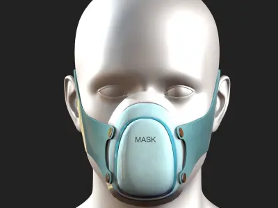 Gas mask protection respirator military combat  Low-poly 3D model