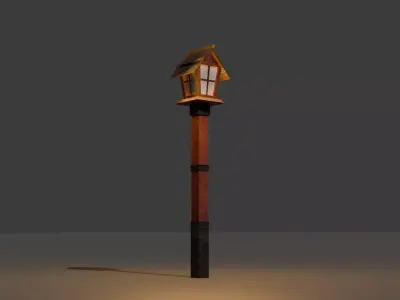 Japanese street lamp Low-poly 3D model