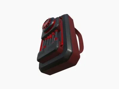 SciFi Backpack I08 Black Red - Fashion Character Design Low-poly 3D model
