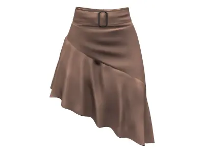 Asymmetric Brown Ruffled Bottom Mini Skirt Low-poly 3D model