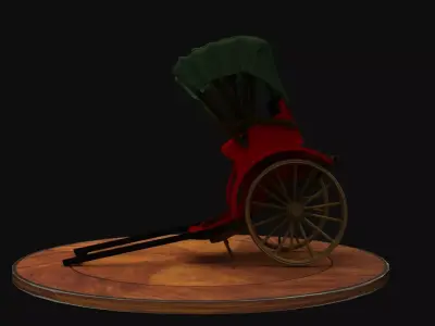 Chinese rickshaw   Low-poly 3D model