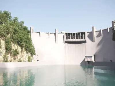 Water Dam Low-poly 3D model