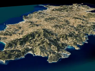 Ibiza island full 3d model terrain 3D model