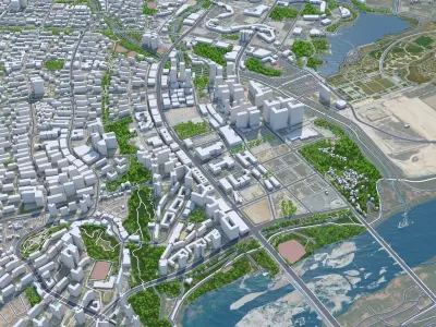 Sejong City South Korea Low-poly 3D model