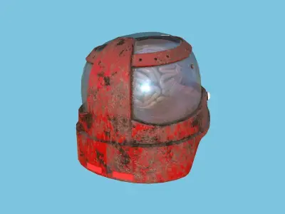 SciFi Brain Helmet 02 Red Rust - Character Design Fashion Low-poly 3D model