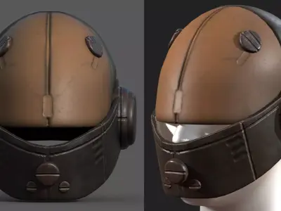 Helmet scifi fantasy PBR textures low poly futuristic  Low-poly 3D model