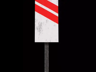 Unguarded Level Crossing Roadsign Low-poly 3D model
