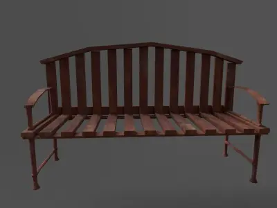 Woodern Bench Low-poly 3D model