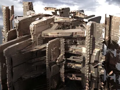 Sci fi Zulu library exterior temple 3D model