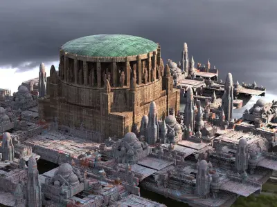 Naboo Inspired Dome 4 with city 3D model