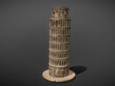 The Leaning Tower of Pisa Low-poly 3D model