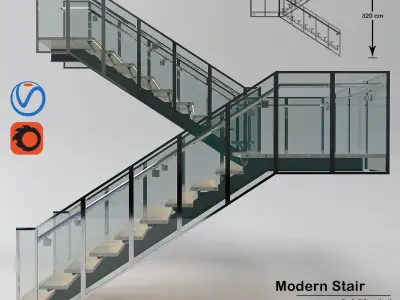modern stair 02 3D model