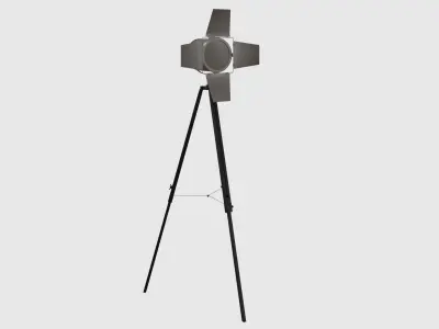 Floor lamp retro spot light on tripod 3D model