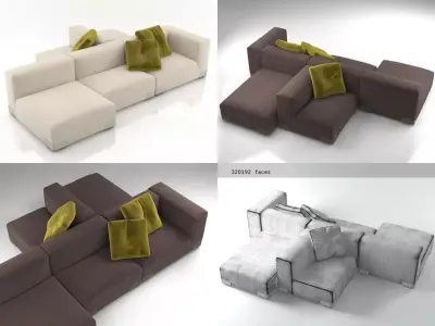 Plastics Duo Sofa 8 3D model