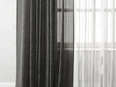 Curtain with stripes 3D model