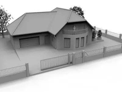 Family house with garage 3D model