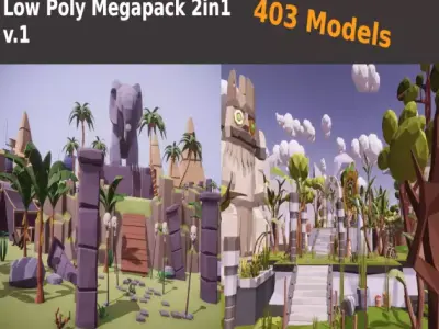 Low Poly Megapack 2in1 v1 - Unity  Low-poly 3D model