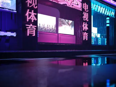 Sci-fi neon city 3D model