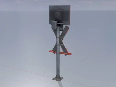 Railroad Crossing Traffic Light Low-poly 3D model