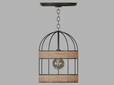JUTE LAMP NATURE LAMP STEEL AND ROPE RUSTIC 3D model