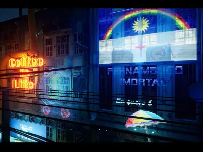 Cyberpunk City Recife Environment Low-poly 3D model